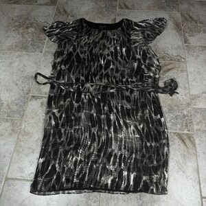 New York & Company Midi Dress Womens Size 16W Black White Rouched Sides